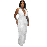 Women's Spring Summer Wavy Pattern Sexy Halter Backless High Waist Jumpsuit
