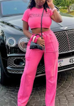 Fashionable Sports Two-Piece Pants Set Women's Sports Casual Letter Print T-Shirt Tops Trousers Fashion Suit