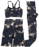 Seamless Knitting Tie-Dye Yoga Clothing Fitness Suit Sports High Waist Elastic Pants Women