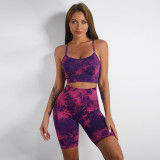 Seamless Knitting Tie-Dye Yoga Clothing Fitness Suit Sports High Waist Elastic Pants Women