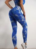 Seamless Knitting Tie-Dye Yoga Clothing Fitness Suit Sports High Waist Elastic Pants Women