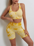 Peach Hip Fitness Pants Tie-Dye Yoga Clothing Sports Long-Sleeved Top Fitness Sports Trousers Yoga Suit Women