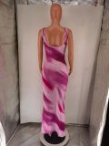 Women's Elegant Chic Print Long V-Neck Evening Dress
