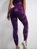 Seamless Knitting Tie-Dye Yoga Clothing Fitness Suit Sports High Waist Elastic Pants Women