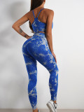 Seamless Knitting Tie-Dye Yoga Clothing Fitness Suit Sports High Waist Elastic Pants Women