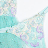Women Floral Embroidered Tutu Skirt Sexy Lingerie Two-piece Set