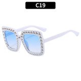Women Square Frame Diamond Bouncy Disco  Glasses Sunglasses Sunglasses