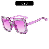 Women Square Frame Diamond Bouncy Disco  Glasses Sunglasses Sunglasses