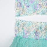 Women Floral Embroidered Tutu Skirt Sexy Lingerie Two-piece Set