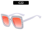 Women Square Frame Diamond Bouncy Disco  Glasses Sunglasses Sunglasses