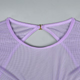 Women Mesh See-Through Lace-Up Three-Piece Sexy Lingerie