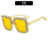 Women Square Frame Diamond Bouncy Disco  Glasses Sunglasses Sunglasses