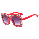 Women Square Frame Diamond Bouncy Disco  Glasses Sunglasses Sunglasses