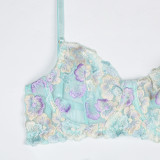 Women Floral Embroidered Tutu Skirt Sexy Lingerie Two-piece Set