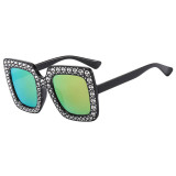 Women Square Frame Diamond Bouncy Disco  Glasses Sunglasses Sunglasses