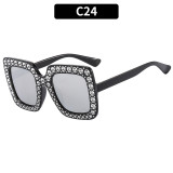 Women Square Frame Diamond Bouncy Disco  Glasses Sunglasses Sunglasses