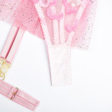 Women Floral Embroidered Tutu Skirt Sexy Lingerie Two-piece Set