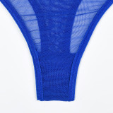 Women Mesh See-Through Lace-Up Three-Piece Sexy Lingerie