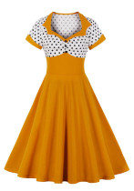 Plus Size Polka Dot Square Neck Vintage Slim Waist Short Sleeve High Waist Swing Dress Plus Size Polka Dot Square Neck Vintage Slim Waist Short Sleeve High Waist Swing Dress