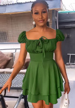 Square Neck Chic Ladiessummer High Waist Women's Mini Dress Square Neck Chic Ladiessummer High Waist Women's Mini Dress