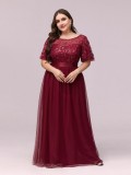 Elegant Evening Dress Sequin Plus Size Party Dress Mesh Swing Formal Party Maxi Dress