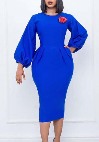 Women's Fall Winter Solid Color Bodycon Pro Ol Chic Plus Size African Dress