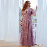 Evening Gown Plus Size Sequin Ball Gown Ruffle Sleeve Mermaid Swing Maxi Dress