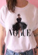 Parent-Child Round Neck Printed Short Sleeve White T-Shirt