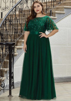 Elegant Evening Dress Sequin Plus Size Party Dress Mesh Swing Formal Party Maxi Dress Elegant Evening Dress Sequin Plus Size Party Dress Mesh Swing Formal Party Maxi Dress