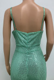 Deep V Neck Low Back Sleeveless Chic Sequined Straps Elegant Women's Party Jumpsuit