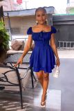 Square Neck Chic Ladiessummer High Waist Women's Mini Dress