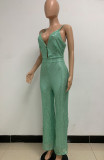 Deep V Neck Low Back Sleeveless Chic Sequined Straps Elegant Women's Party Jumpsuit