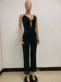 Deep V Neck Low Back Sleeveless Chic Sequined Straps Elegant Women's Party Jumpsuit