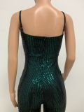 Deep V Neck Low Back Sleeveless Chic Sequined Straps Elegant Women's Party Jumpsuit