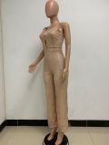 Deep V Neck Low Back Sleeveless Chic Sequined Straps Elegant Women's Party Jumpsuit