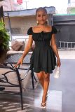 Square Neck Chic Ladiessummer High Waist Women's Mini Dress