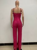 Deep V Neck Low Back Sleeveless Chic Sequined Straps Elegant Women's Party Jumpsuit