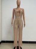 Deep V Neck Low Back Sleeveless Chic Sequined Straps Elegant Women's Party Jumpsuit