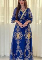 Muslim Arabic Women Beaded Mesh Embroidered Night Gown Muslim Arabic Women Beaded Mesh Embroidered Night Gown