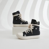 Platform Canvas Shoes Women's Washed Couple High-Top Shoes Ripped Denim Style Trendy Shoes For Men