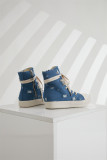Platform Canvas Shoes Women's Washed Couple High-Top Shoes Ripped Denim Style Trendy Shoes For Men