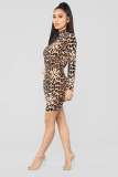 Women Long Sleeve Leopard Print Romper