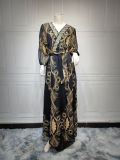 Muslim Arabic Women Beaded Mesh Embroidered Night Gown