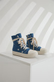 Platform Canvas Shoes Women's Washed Couple High-Top Shoes Ripped Denim Style Trendy Shoes For Men