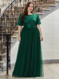 Elegant Evening Dress Sequin Plus Size Party Dress Mesh Swing Formal Party Maxi Dress