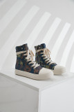 Platform Canvas Shoes Women's Washed Couple High-Top Shoes Ripped Denim Style Trendy Shoes For Men