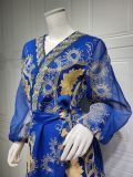 Muslim Arabic Women Beaded Mesh Embroidered Night Gown