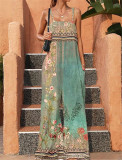 Summer Women's Loose Printed Vintage Ethnic Jumpsuit