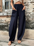 Women's Pants Solid Color Casual Elastic Trousers