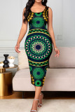 Summer Print Basic Tight Fitting Tank Dress